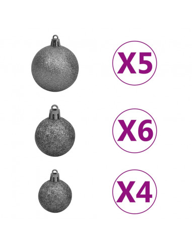 Albero di Natale Preilluminato con Palline 180 cm 620 Rami