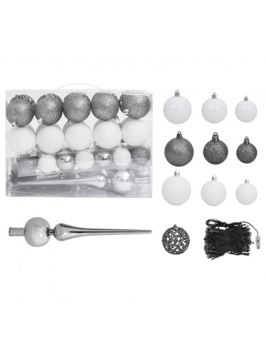 Albero di Natale Preilluminato con Palline Oro 180 cm PET