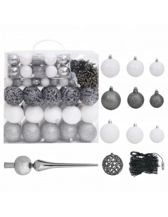 Albero di Natale Preilluminato con Palline e Pigne 210 cm 2