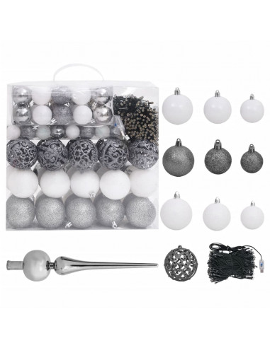 Albero di Natale Preilluminato con Palline e Pigne 210 cm