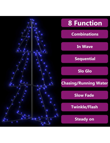 Albero di Natale a Cono 160 LED per Interni Esterni 78x120 cm