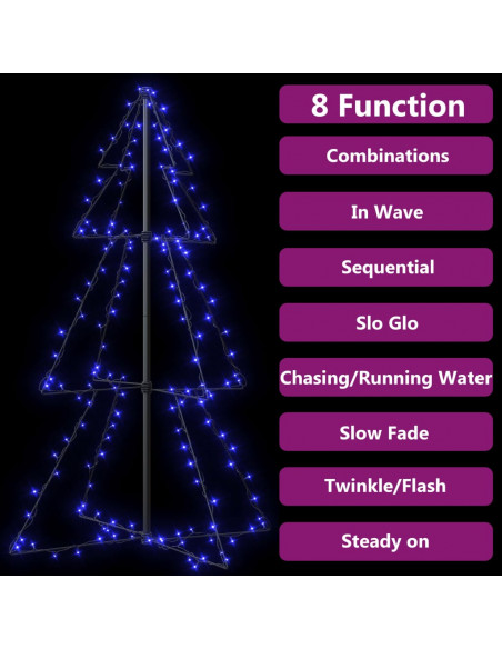 Albero di Natale a Cono 160 LED per Interni Esterni 78x120 cm
