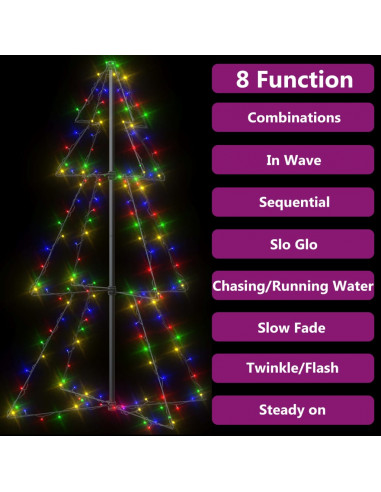 Albero di Natale a Cono 160 LED per Interni Esterni 78x120 cm