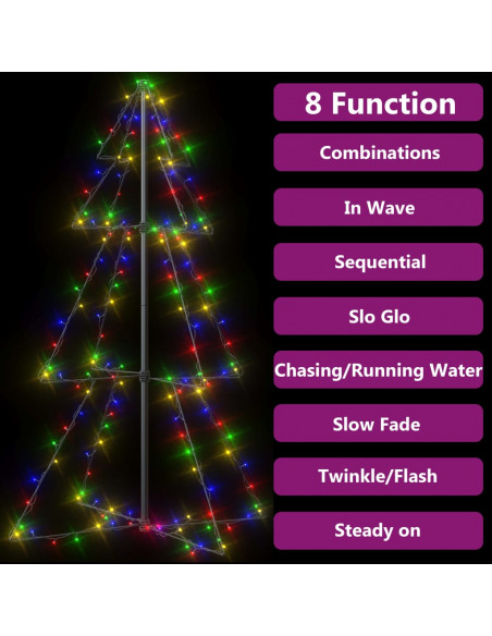 Albero di Natale a Cono 160 LED per Interni Esterni 78x120 cm