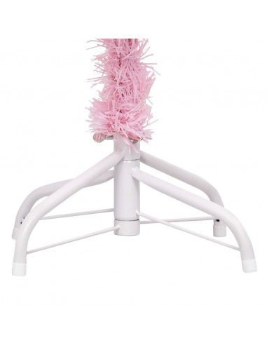 Albero di Natale Preilluminato con Palline Rosa 210 cm PVC