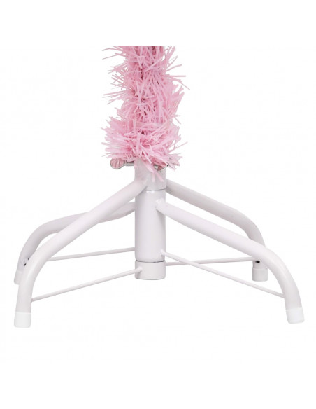 Albero di Natale Preilluminato con Palline Rosa 210 cm PVC