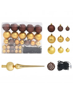 Albero di Natale Preilluminato con Palline Nero 210 cm PVC 2