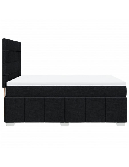 Giroletto a Molle con Materasso Nero 160x200 cm in Tessuto