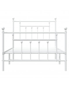 Giroletto con Testiera e Pediera Metallo Bianco 100x190 cm