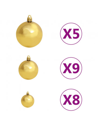 Albero di Natale Preilluminato con Palline Bianco 180 cm PVC