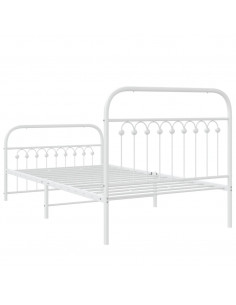 Giroletto con Testiera e Pediera Metallo Bianco 100x190 cm