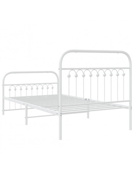 Giroletto con Testiera e Pediera Metallo Bianco 100x190 cm