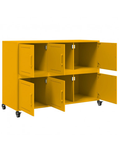 Credenza Giallo Senape 100,5x39x72 cm Acciaio Laminato a Freddo