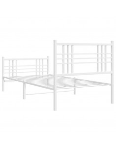 Giroletto con Testiera e Pediera Metallo Bianco 100x190 cm