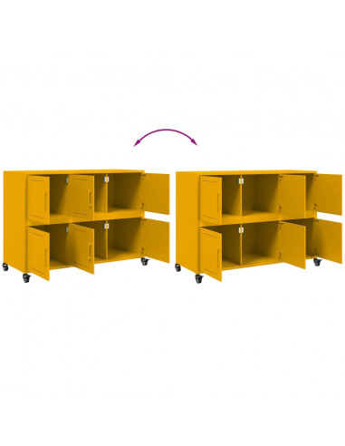 Credenza Giallo Senape 100,5x39x72 cm Acciaio Laminato a Freddo