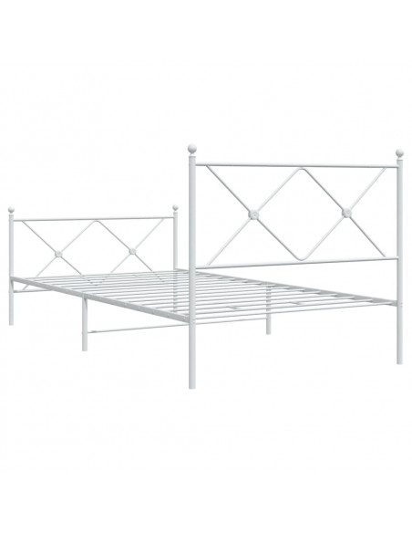 Giroletto con Testiera e Pediera Metallo Bianco 100x190 cm