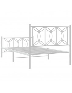Giroletto con Testiera e Pediera Metallo Bianco 100x200 cm