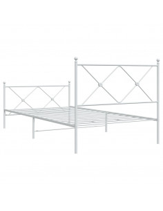 Giroletto con Testiera e Pediera Metallo Bianco 100x200 cm