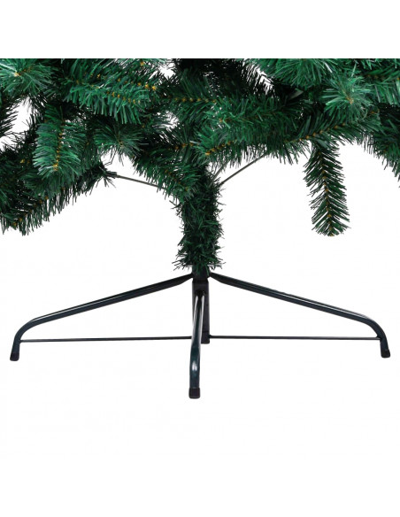 Albero di Natale a Metà Preilluminato con Palline Verde 150 cm
