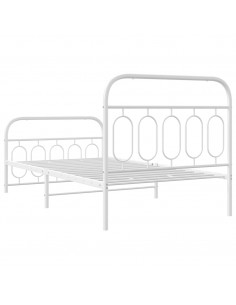 Giroletto con Testiera e Pediera Metallo Bianco 100x200 cm