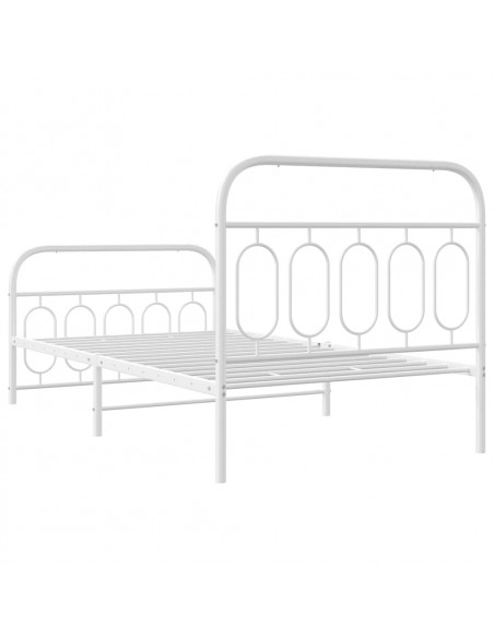 Giroletto con Testiera e Pediera Metallo Bianco 100x200 cm
