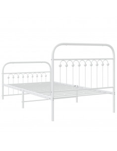 Giroletto con Testiera e Pediera Metallo Bianco 100x200 cm