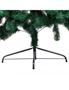 Albero di Natale a Metà Preilluminato con Palline Verde 210 cm 2
