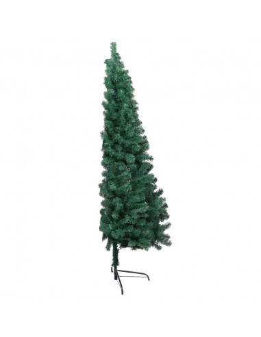 Albero di Natale a Metà Preilluminato con Palline Verde 240 cm
