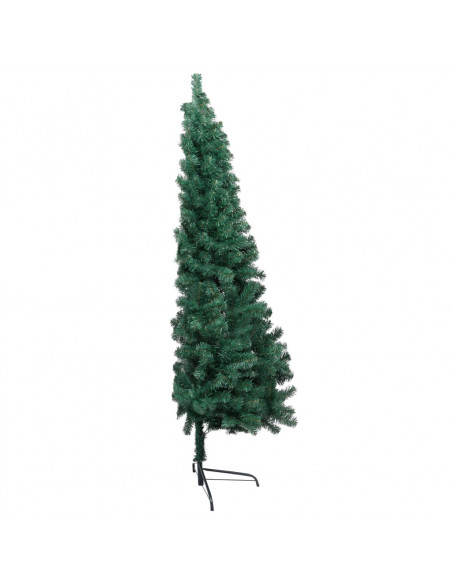 Albero di Natale a Metà Preilluminato con Palline Verde 240 cm