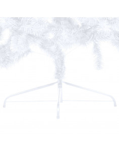 Albero di Natale a Metà Preilluminato con Palline Bianco 120 cm 2