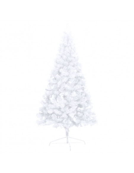 Albero di Natale a Metà Preilluminato con Palline Bianco 150 cm