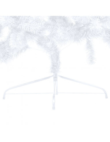 Albero di Natale a Metà Preilluminato con Palline Bianco 150 cm