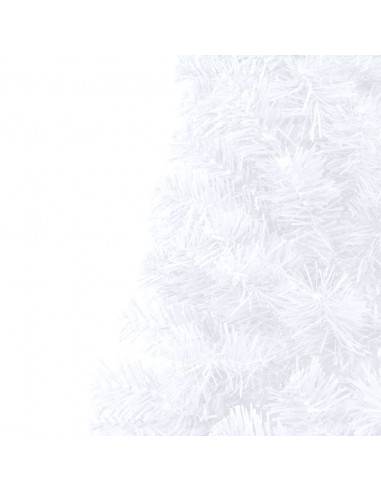 Albero di Natale a Metà Preilluminato con Palline Bianco 150 cm