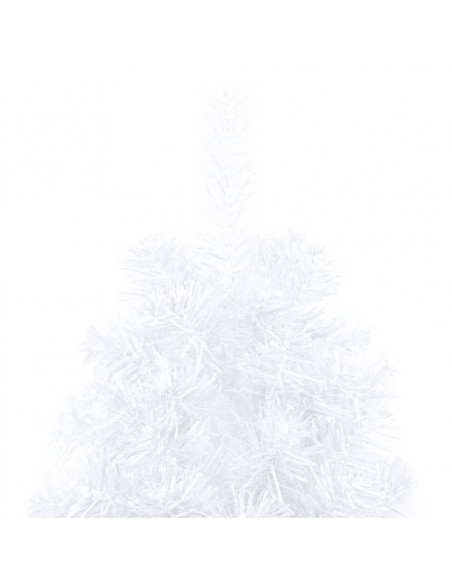Albero di Natale a Metà Preilluminato con Palline Bianco 150 cm