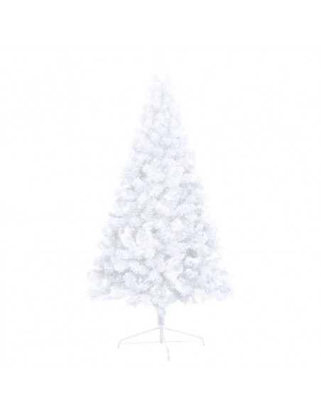 Albero di Natale a Metà Preilluminato con Palline Bianco 180 cm