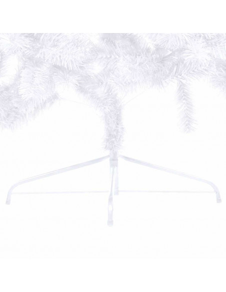 Albero di Natale a Metà Preilluminato con Palline Bianco 180 cm