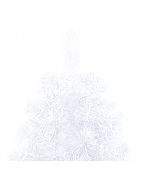 Albero di Natale a Metà Preilluminato con Palline Bianco 180 cm
