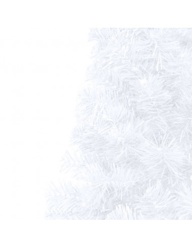 Albero di Natale a Metà Preilluminato con Palline Bianco 210 cm