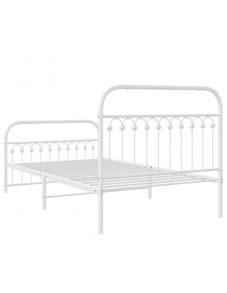 Giroletto con Testiera e Pediera Metallo Bianco 107x203 cm