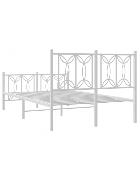 Giroletto con Testiera e Pediera Metallo Bianco 120x190 cm