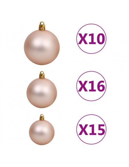 Albero di Natale Artificiale Preiluminato Palline 240 cm Bianco