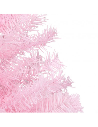 Albero di Natale Preilluminato con Palline Rosa 150 cm PVC