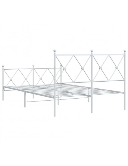 Giroletto con Testiera e Pediera Metallo Bianco 120x200 cm