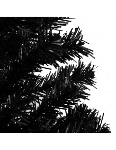Albero di Natale Preilluminato con Palline Nero 120 cm PVC 2