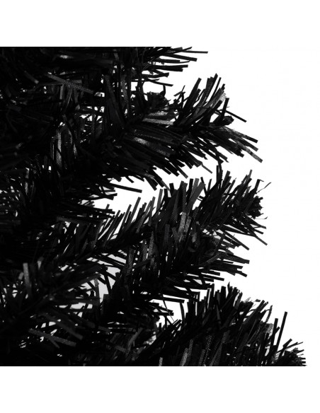 Albero di Natale Preilluminato con Palline Nero 120 cm PVC