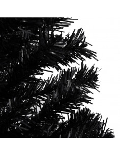 Albero di Natale Preilluminato con Palline Nero 150 cm PVC 2
