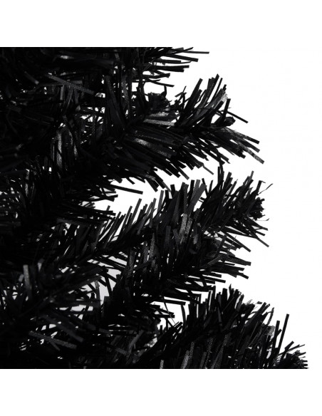Albero di Natale Preilluminato con Palline Nero 150 cm PVC