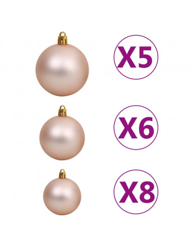 Albero di Natale Preilluminato con Palline Nero 150 cm PVC