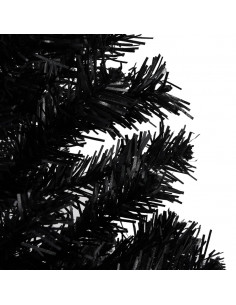 Albero di Natale Preilluminato con Palline Nero 180 cm PVC 2