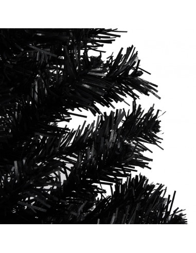 Albero di Natale Preilluminato con Palline Nero 180 cm PVC